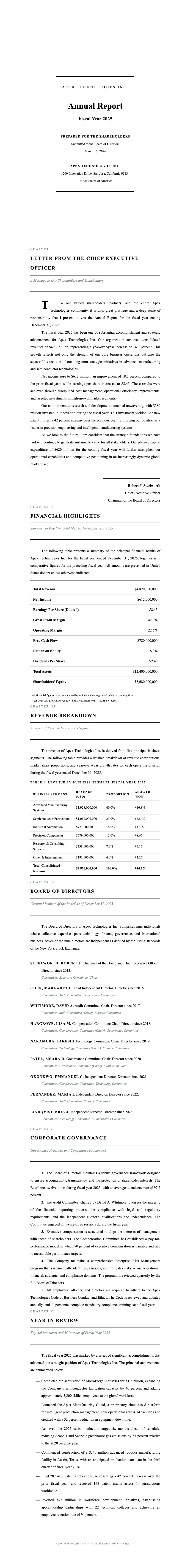 Academic formal annual report